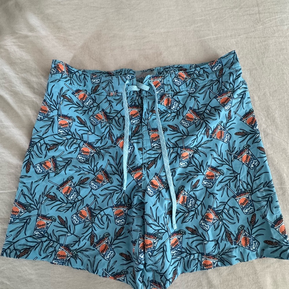 Southern Tide Aqua and Orange Swim Trunks